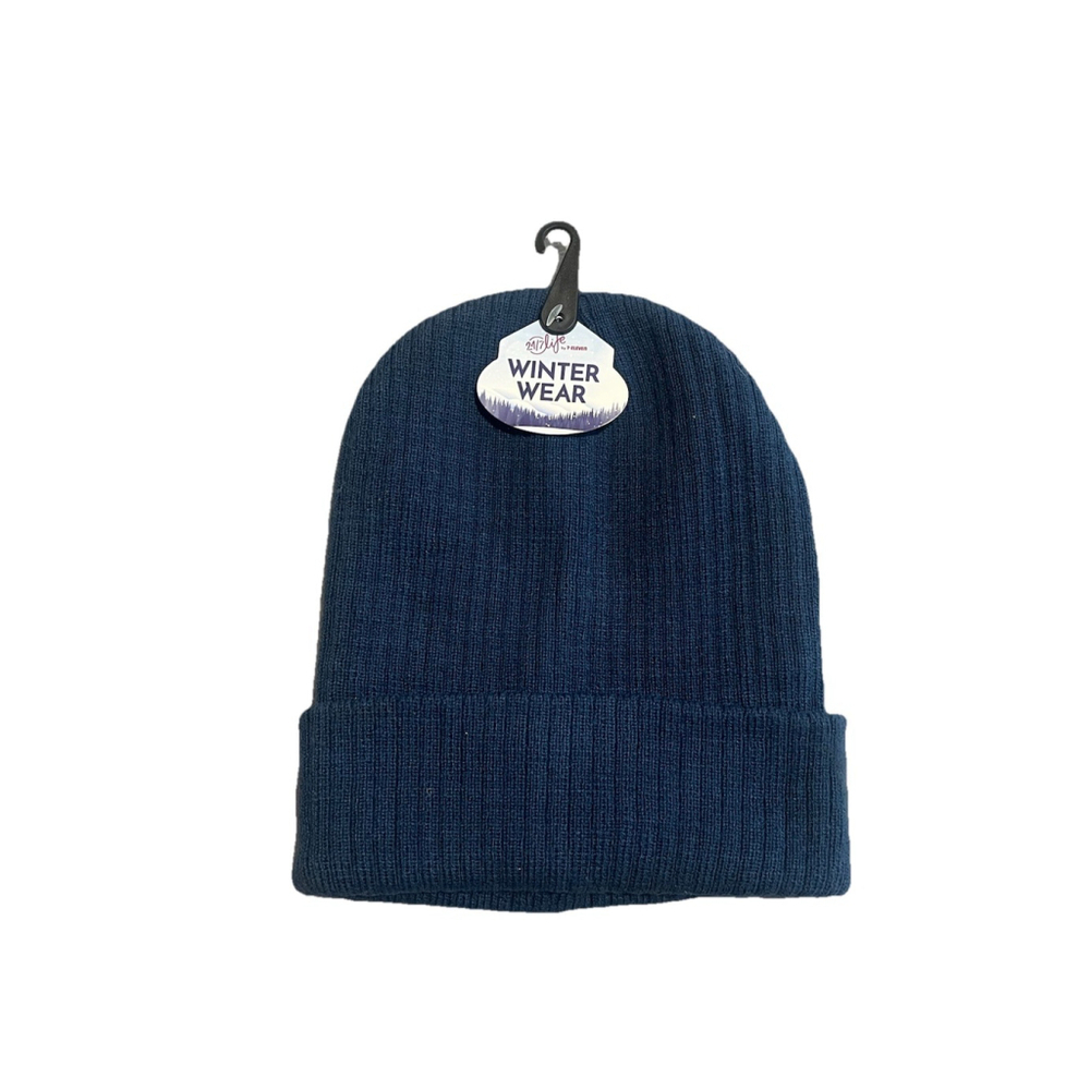 24/7 Life Black Ribbed Beanie Hat One Size
